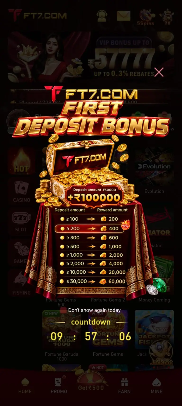 FT7 GAME APK FIRST DEPOSIT BONUS