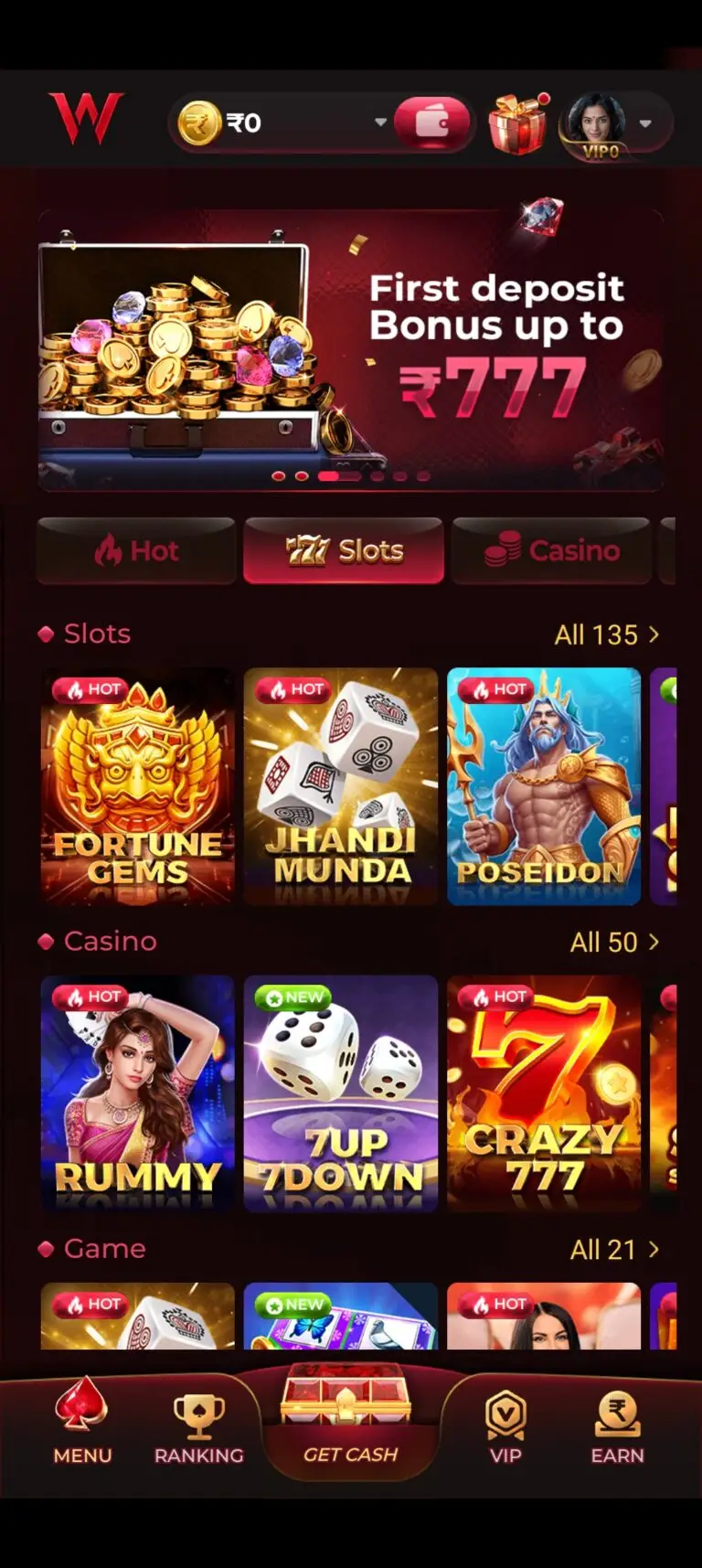IW7 Game Lobby: Claim Your First Deposit Bonus up to ₹777 & Explore Slots, Casino Games