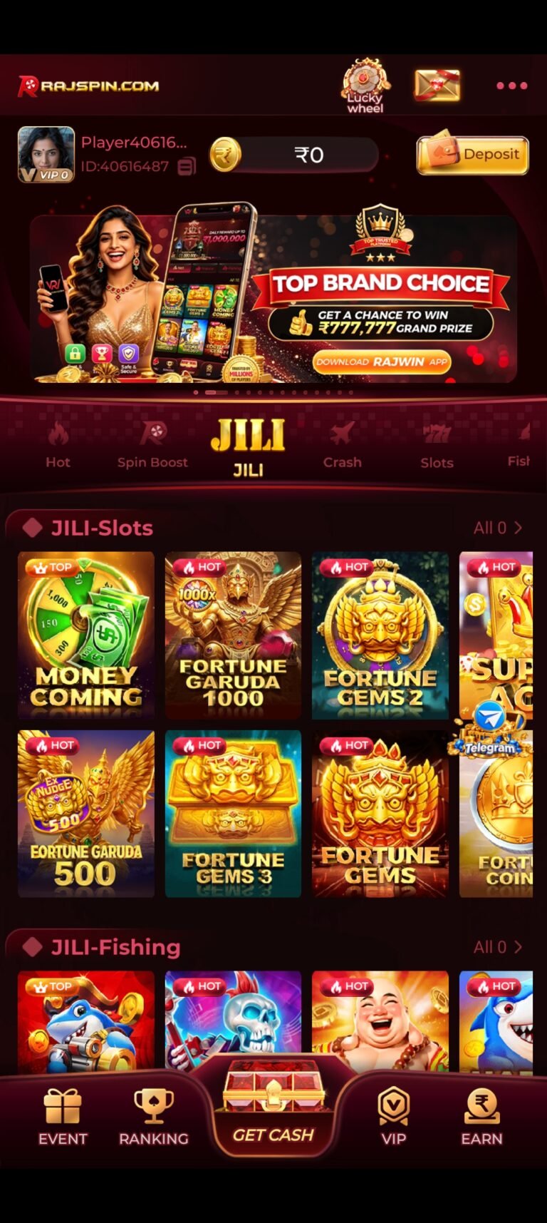 RAJSPIN JILI Slots & Fishing Games – Fortune Garuda, Money Coming & Jackpot Fishing