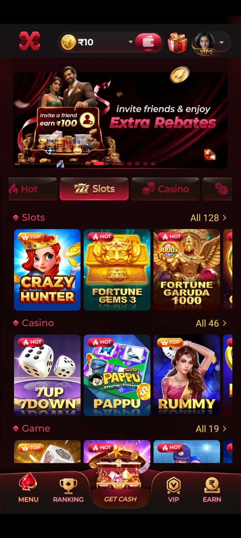 X89 Game Lobby: Slots, Casino Games & Invite Friends Bonus Banner