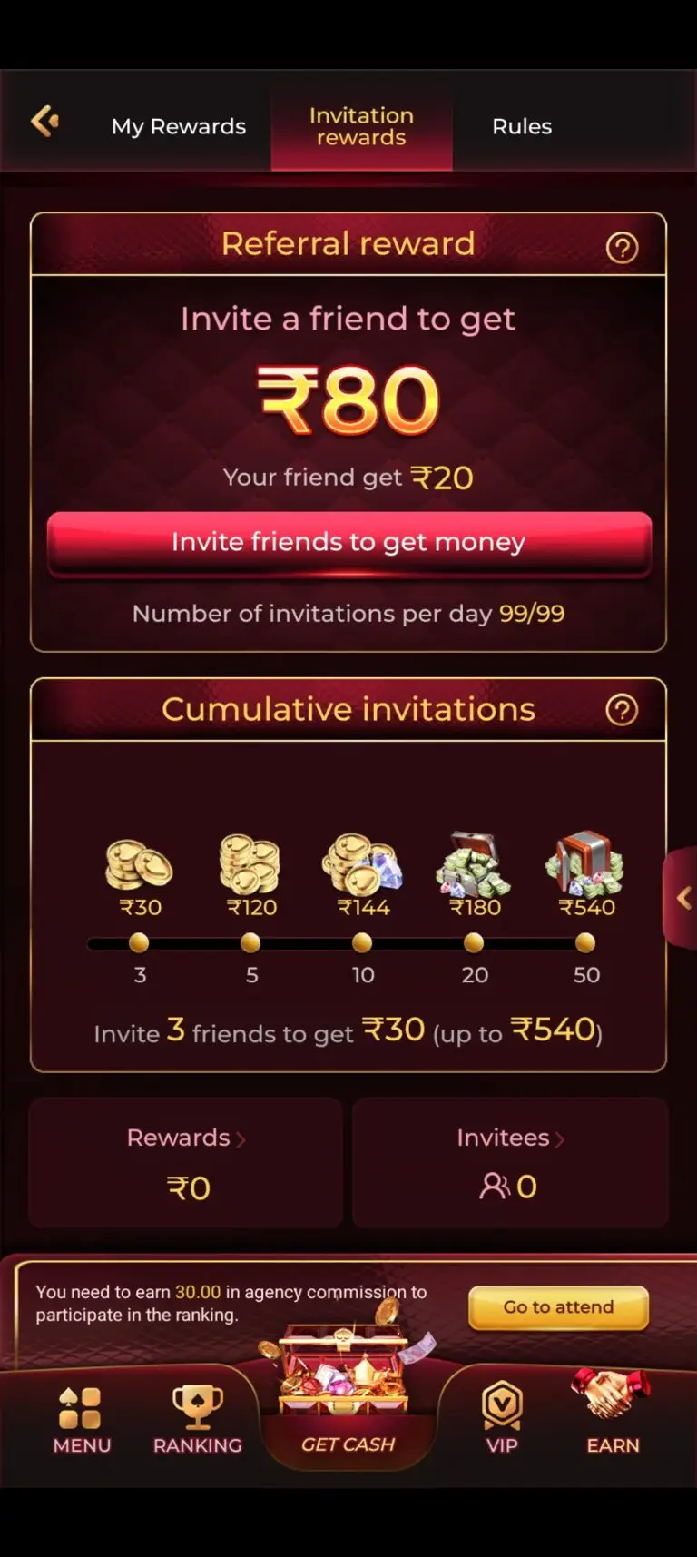X89 Game Invitation Rewards: Referral Program & Cumulative Bonus Page